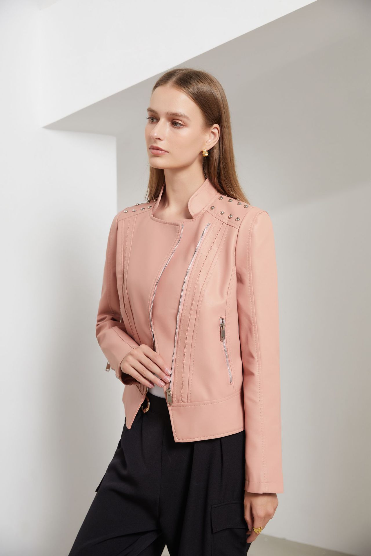 Chic PU Leather Moto Jacket | Modern Edge | Lightweight Design | Fall & Spring Essential