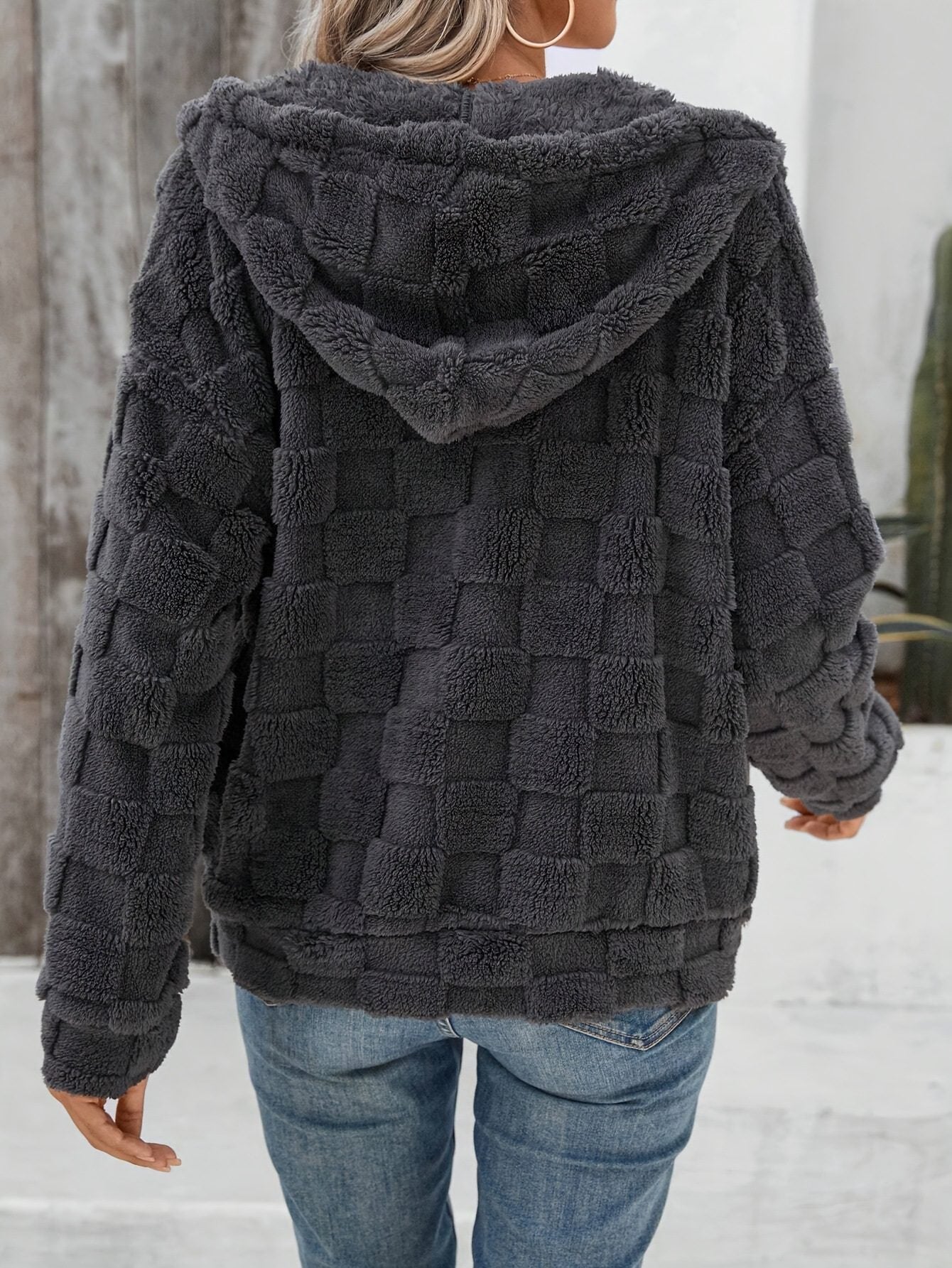 Casual Faux Fur Zip-Up Hoodie | Soft Plush Comfort | Polyester Blend | Everyday Outerwear