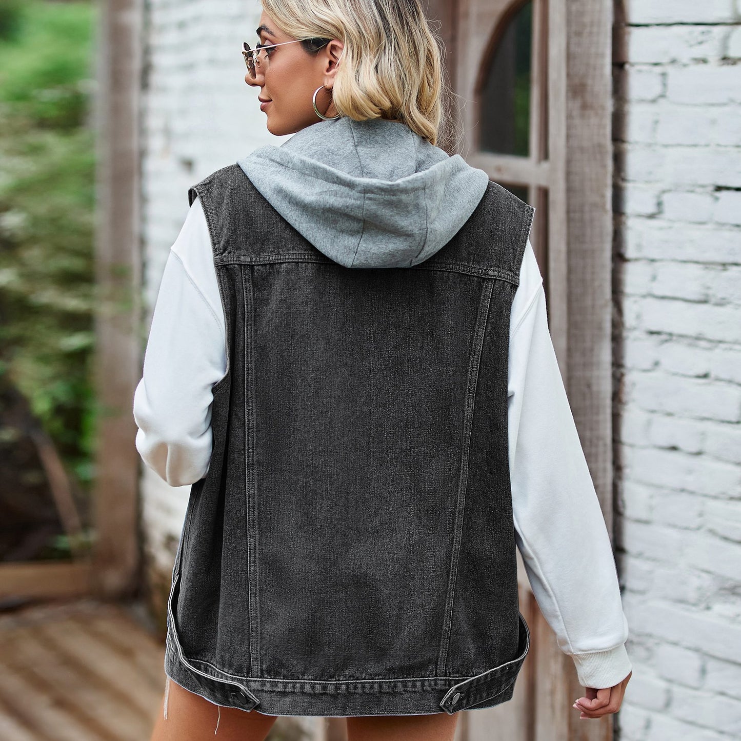 Casual Denim Vest with Hood | Relaxed Fit | Cotton Blend | Everyday Street Style