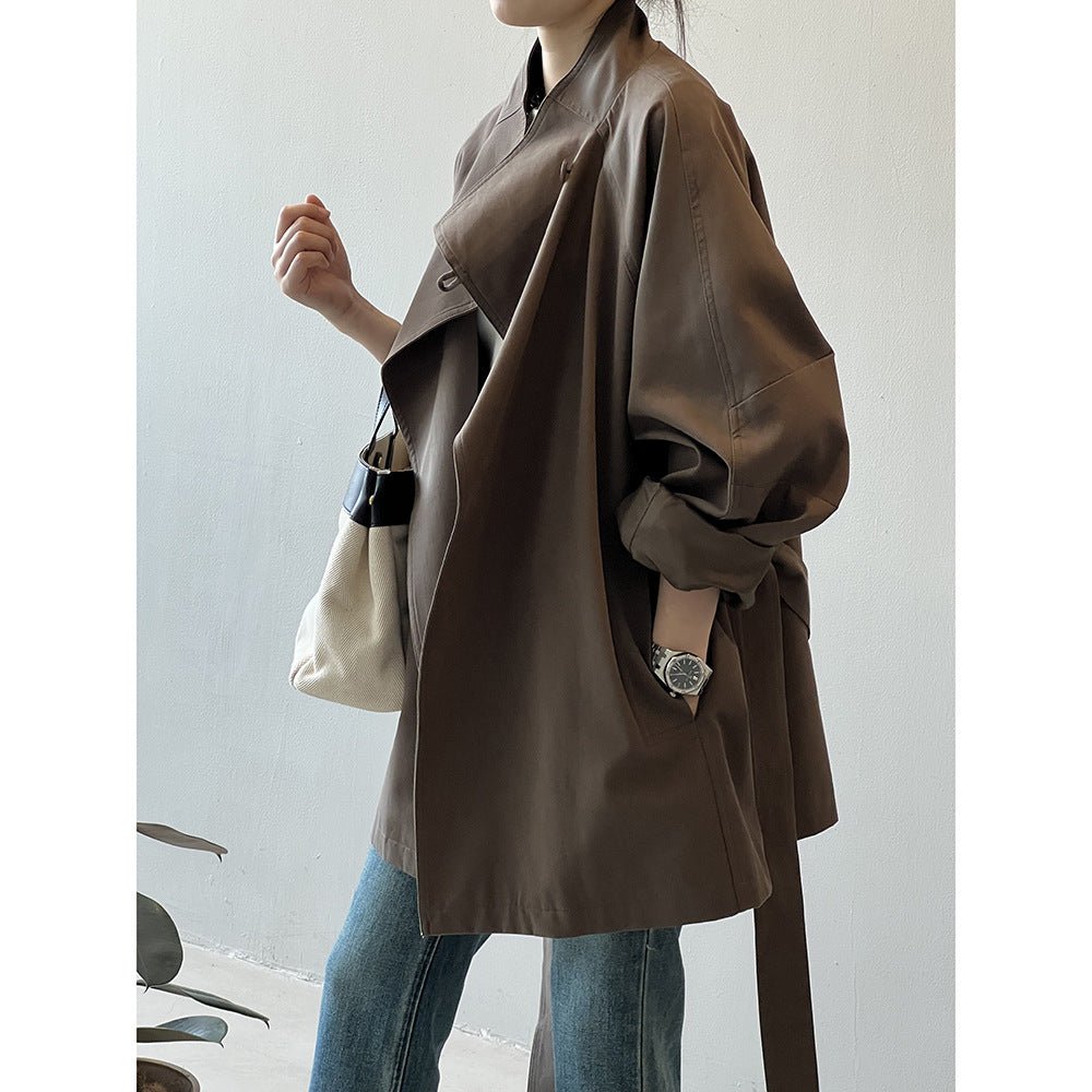 Belted Waterfall Collar Coat | Minimalist Chic | Lightweight Layer | Relaxed Fit