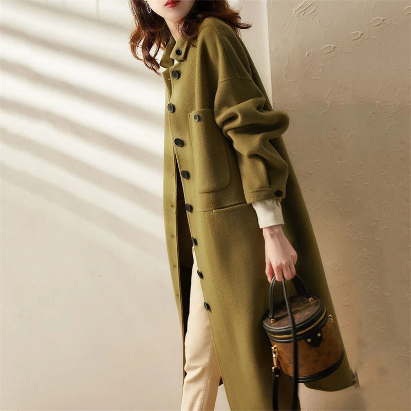 Long Wool Blend Coat | Minimalist Design | Elegant and Warm