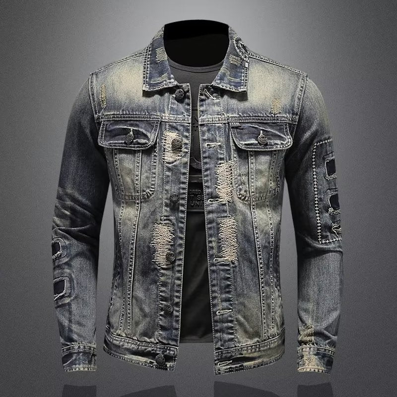 Distressed Denim Jacket | Faded Wash | Rugged and Stylish