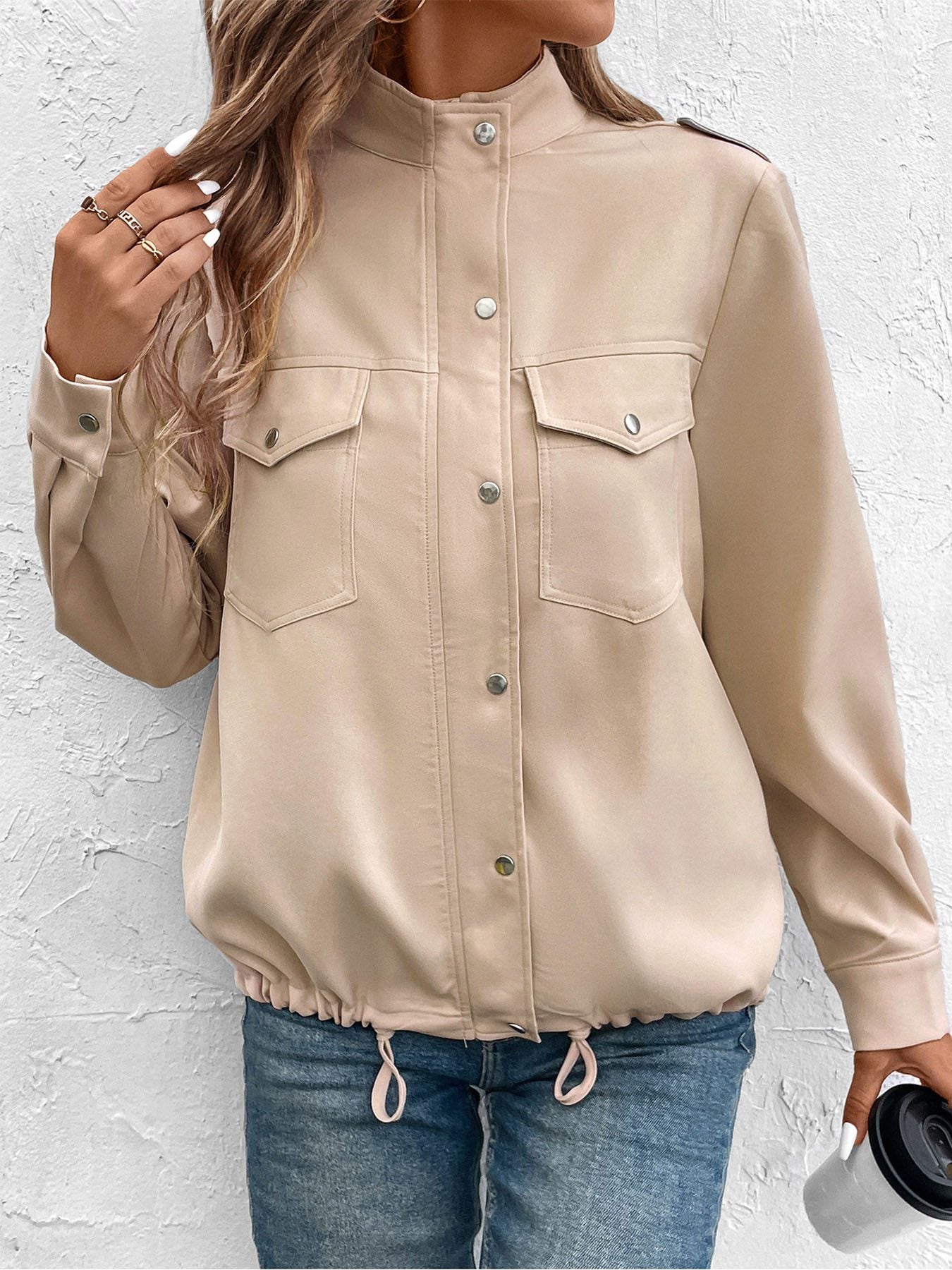 Chic Button-Down Shirt Jacket | Lightweight Fabric | Casual Outerwear | Versatile Layering Piece