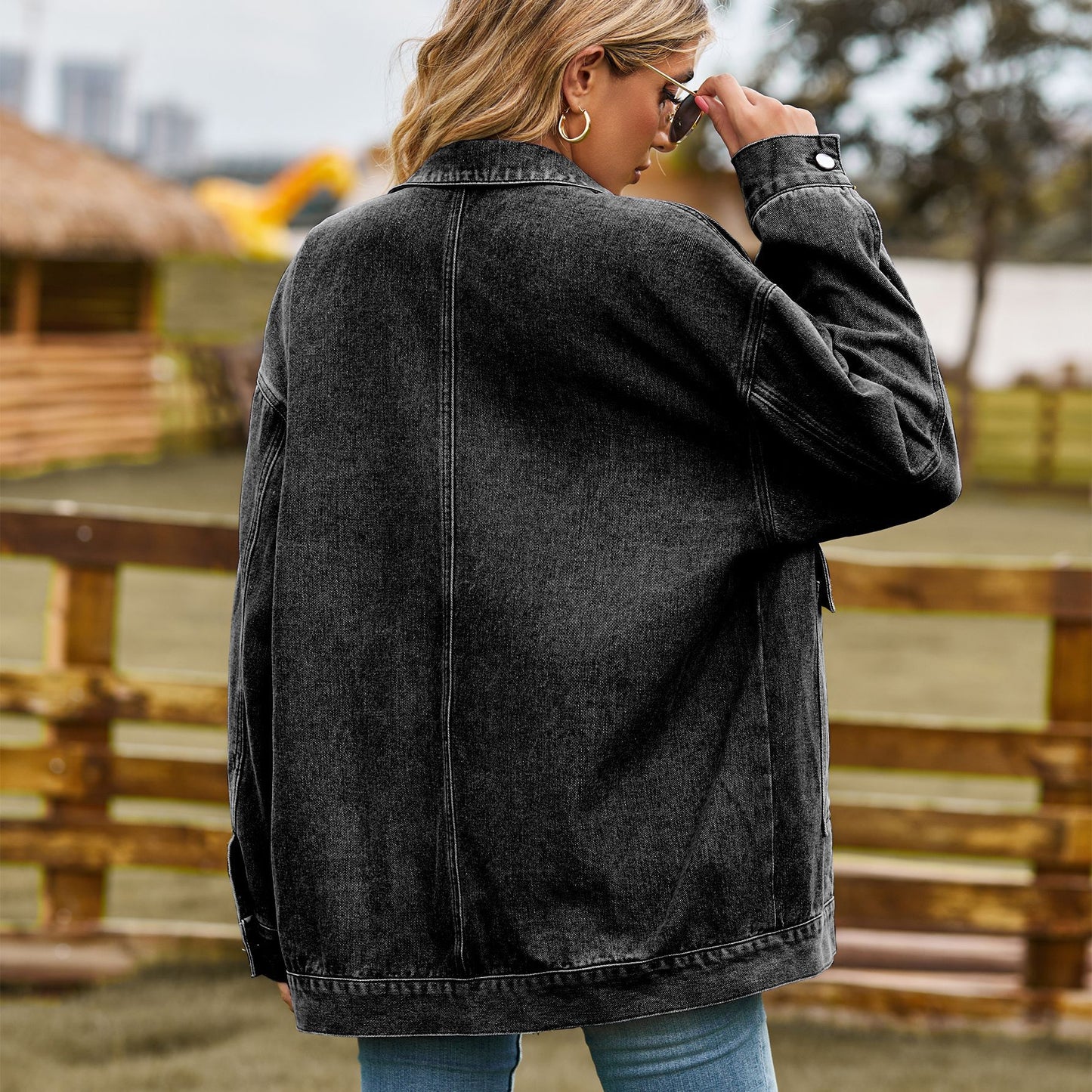 Oversized Denim Jacket | Casual Street Style | Durable Cotton Blend | Year-Round Versatility