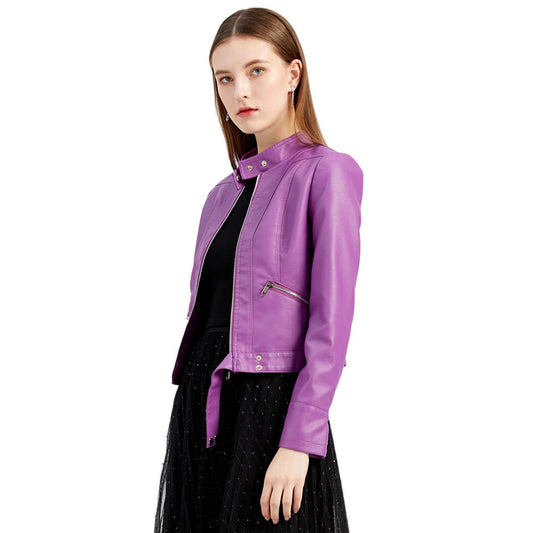 Cropped PU Leather Jacket | Sleek & Vibrant | Zip-Up Design | Versatile Layer