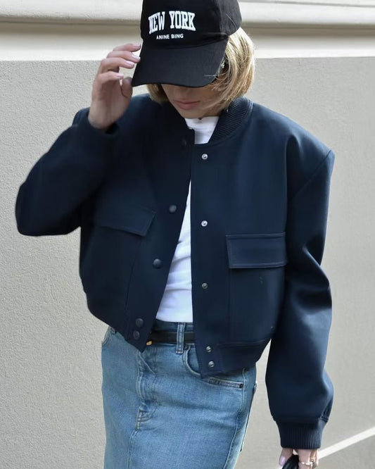 Cropped Bomber Jacket | Minimalist Design | Lightweight Layer | Streetwear Essential