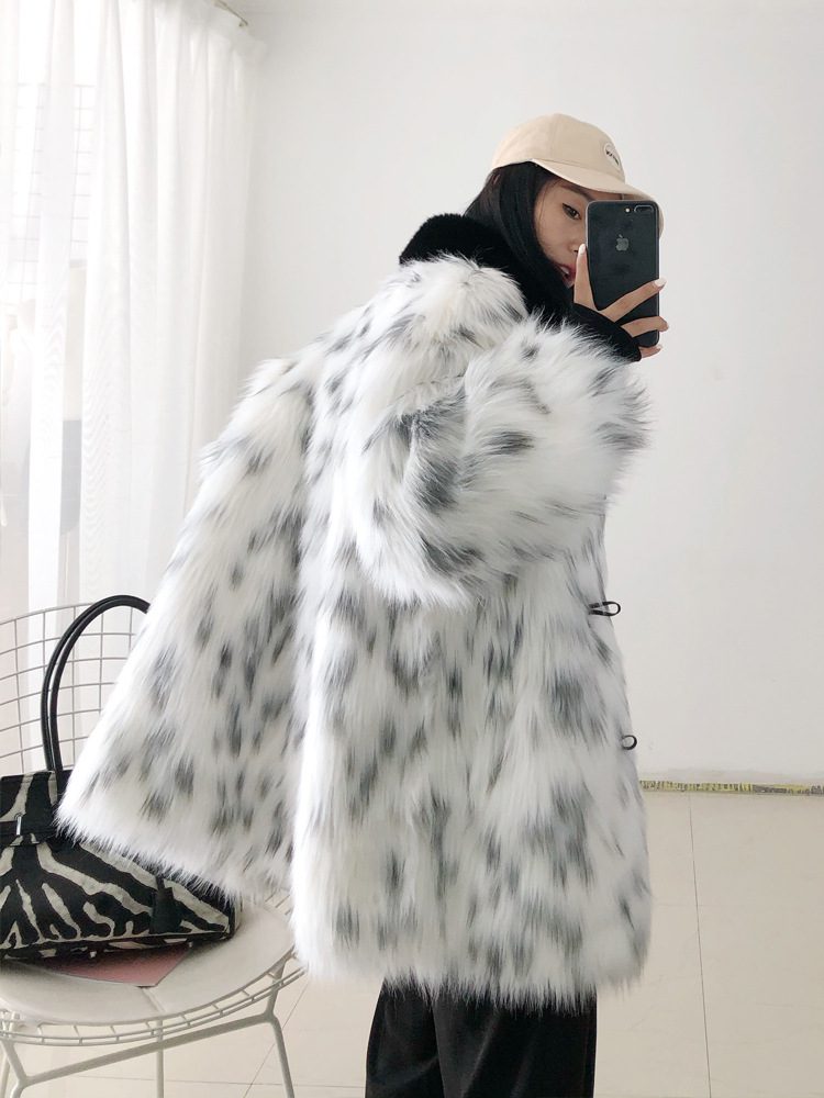Spotted Faux Fur Coat | Bold Statement Piece | Polyester Blend | Winter Street Style