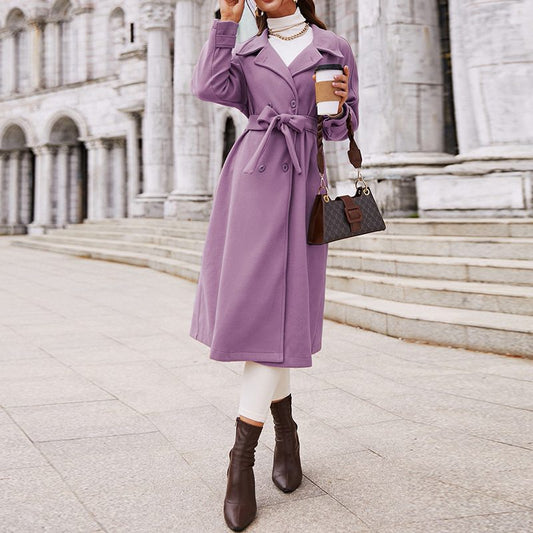 Elegant Belted Long Coat | Sophisticated Silhouette | Soft Fabric Blend | Transitional Outerwear