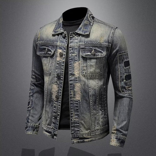 Distressed Denim Jacket | Faded Wash | Rugged and Stylish