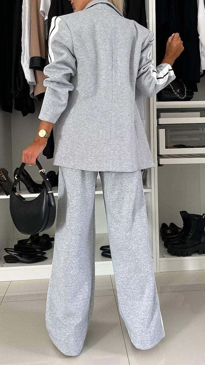 Blazer and Track Pant Set | Sport-Luxe Tailoring | Contrast Stripe Detail