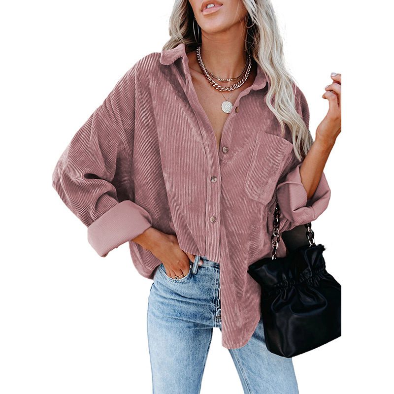 Women's Corduroy Button-Up Shirt Jacket | Oversized Fit | Casual Layering Essential