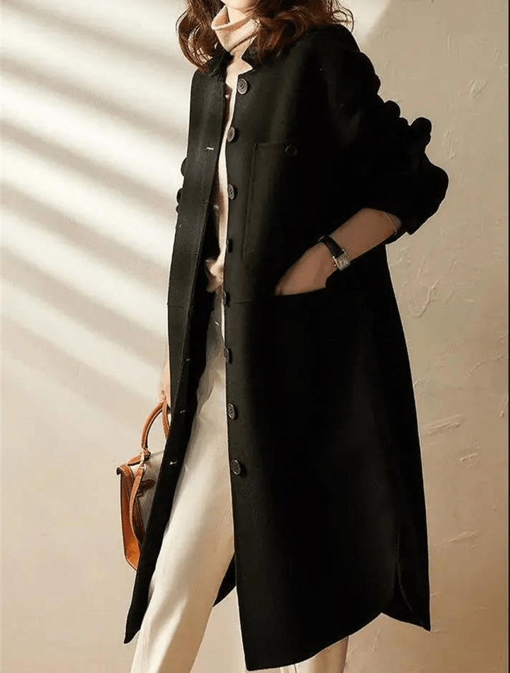 Long Wool Blend Coat | Minimalist Design | Elegant and Warm