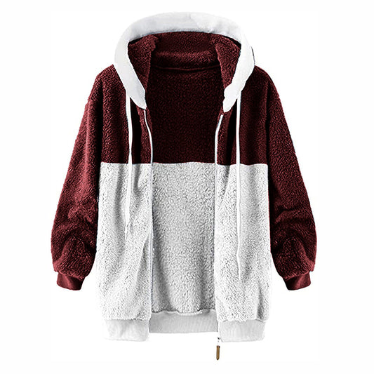Colourblock Sherpa Hoodie | Ultra-Soft Warmth | Drawstring Hood | Casual Winter Comfort