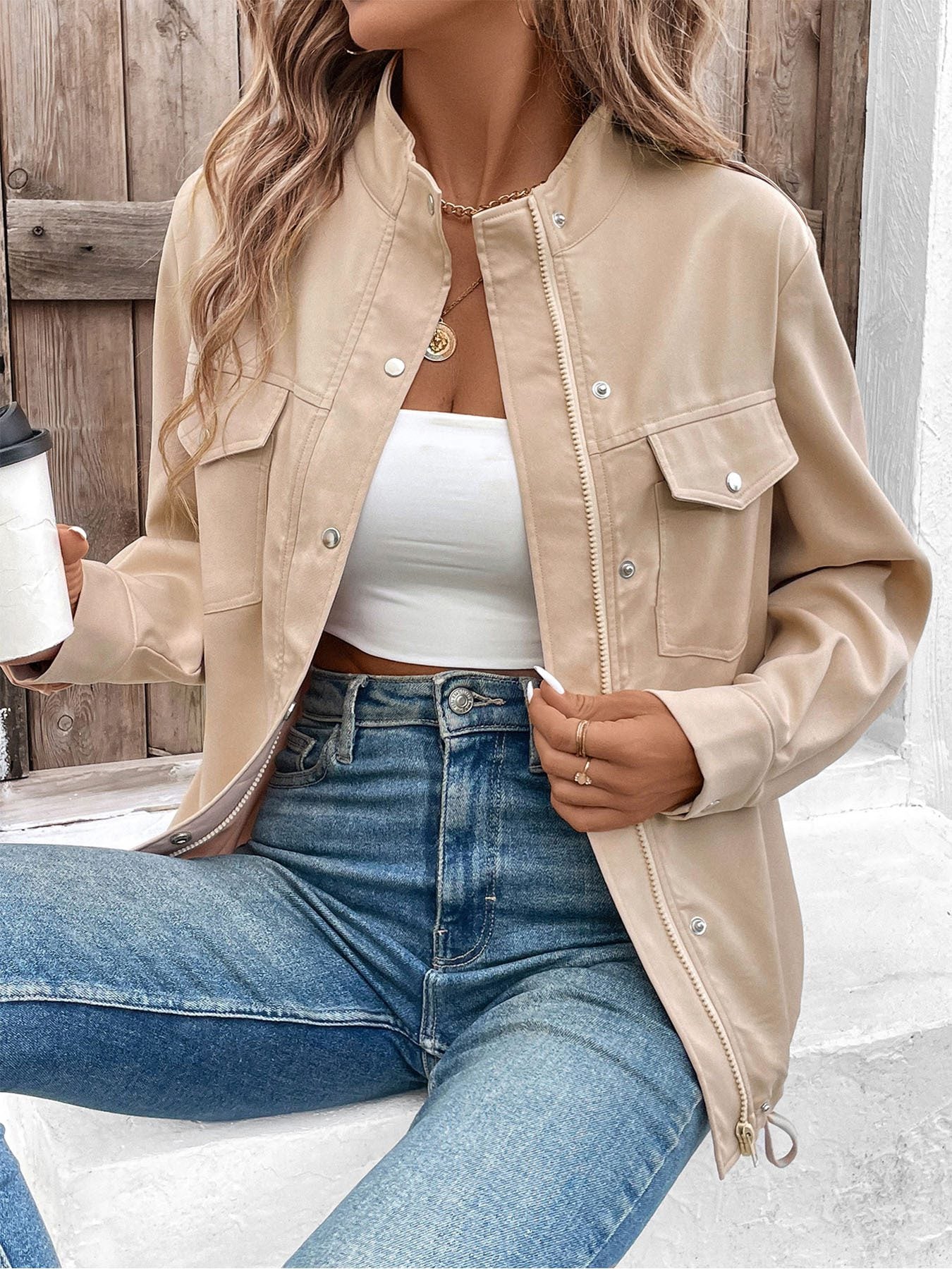 Chic Button-Down Shirt Jacket | Lightweight Fabric | Casual Outerwear | Versatile Layering Piece