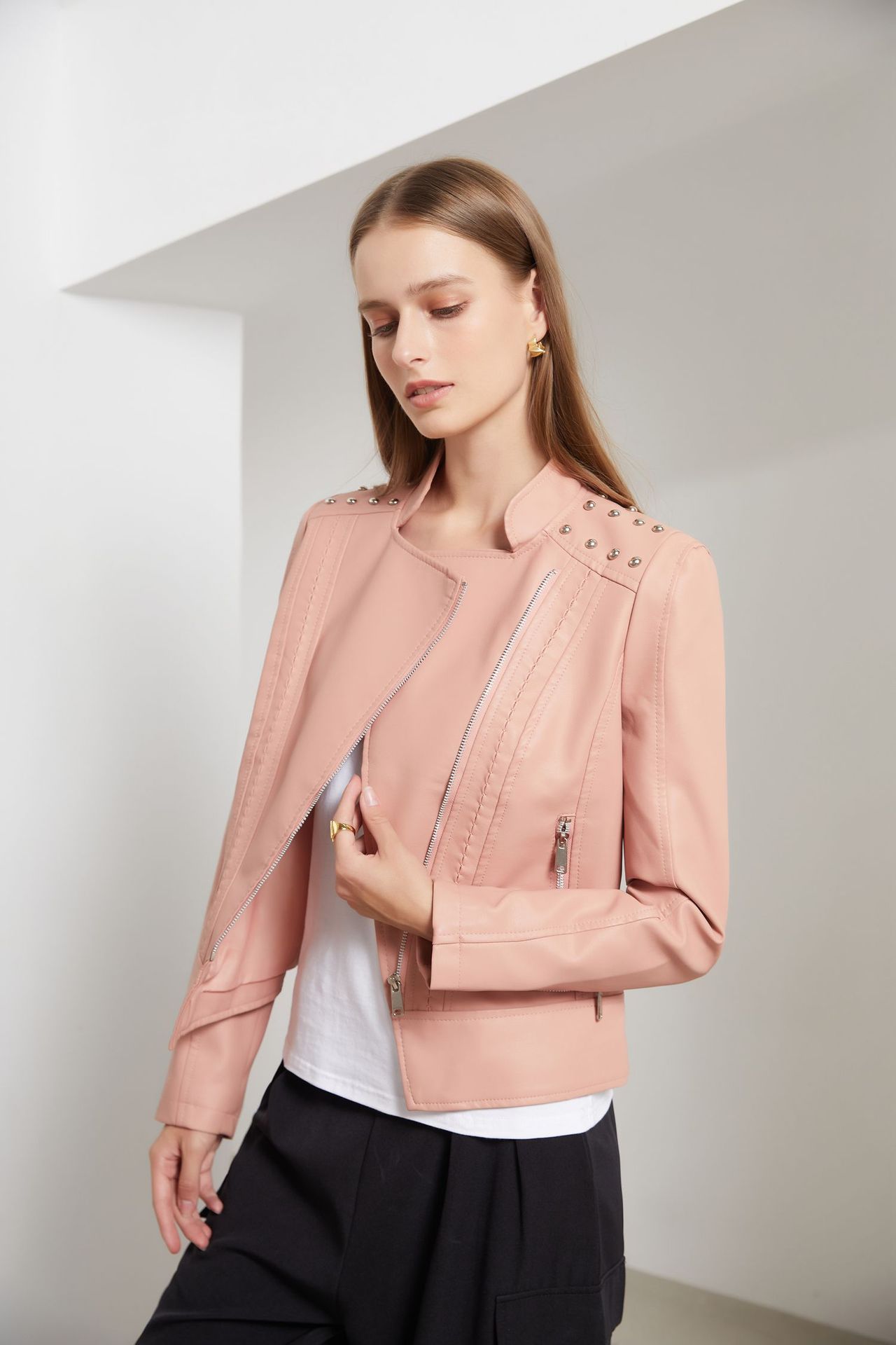 Chic PU Leather Moto Jacket | Modern Edge | Lightweight Design | Fall & Spring Essential
