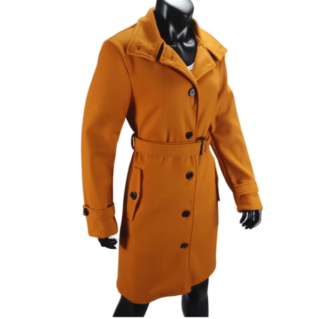 Women's High-Collar Wool Coat | Belted | Elegant Tailored Fit | Casual Layer