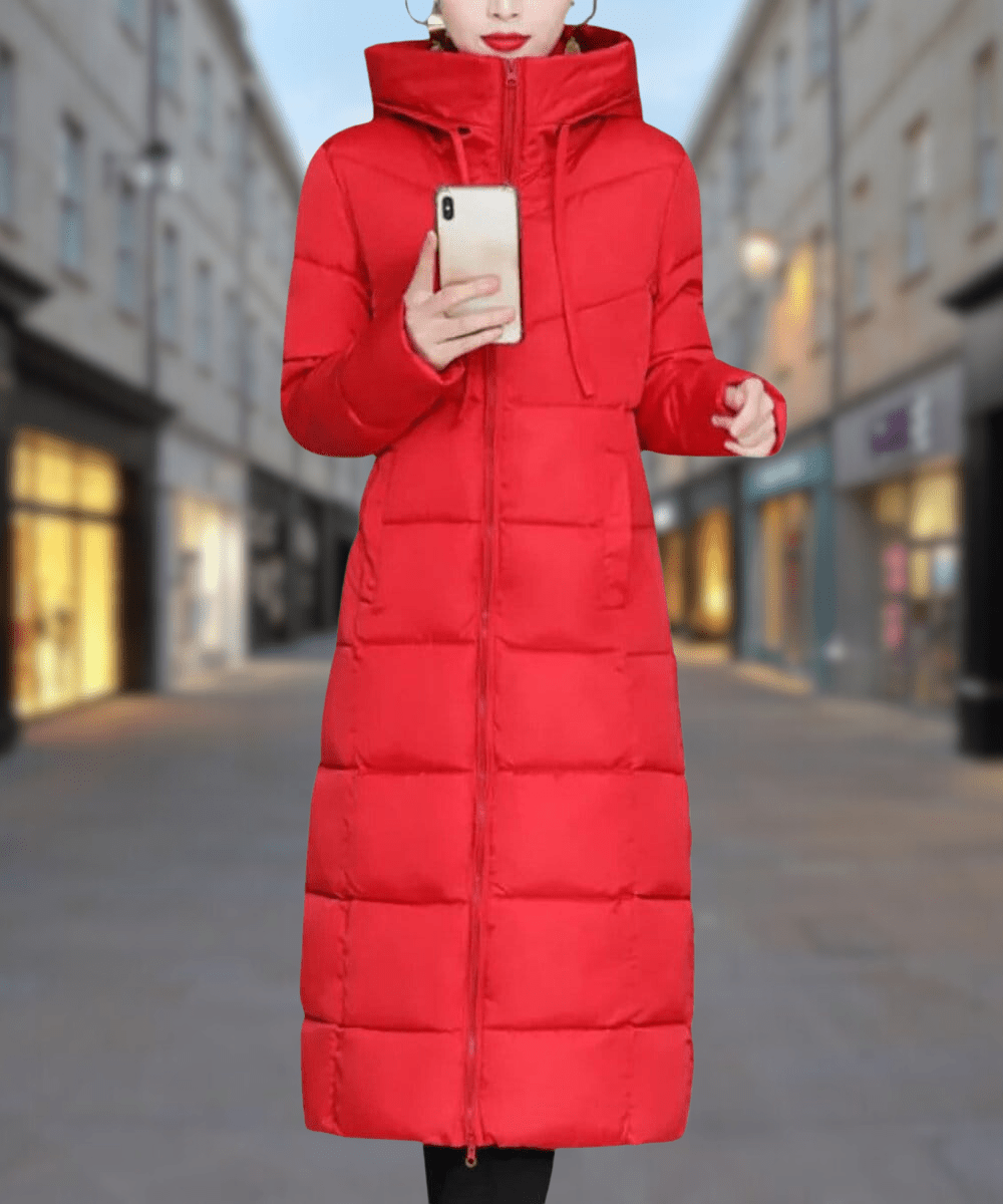 Long Quilted Puffer Coat | Hooded Insulation | Winter Warmth | Elegant Maxi Length