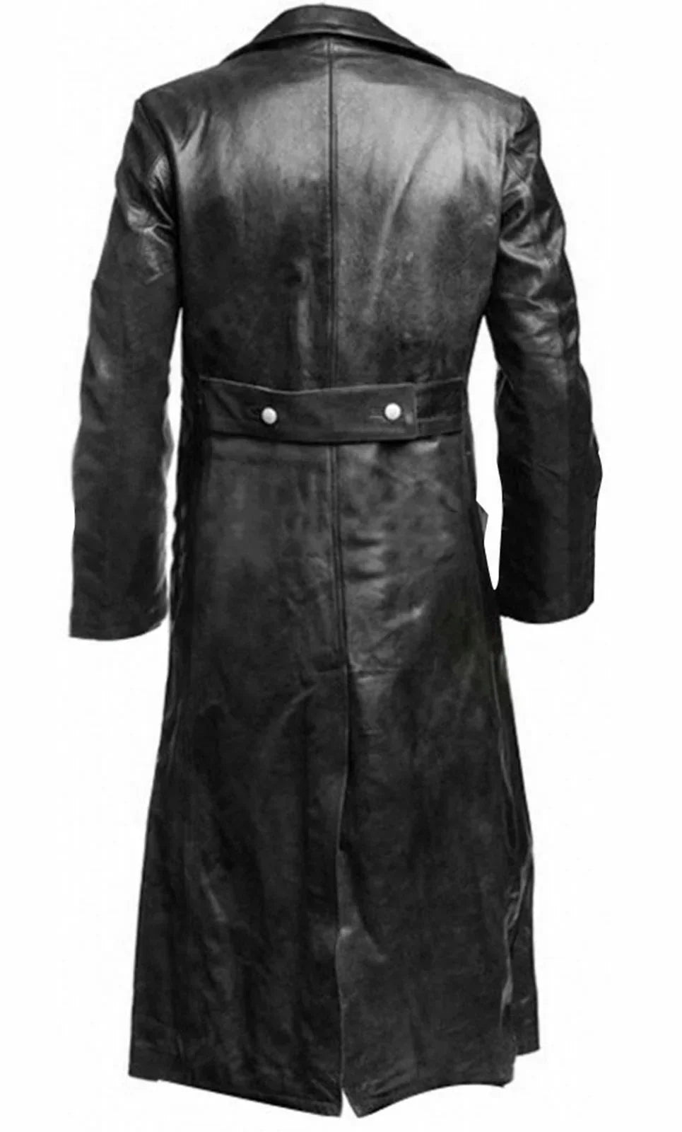 Men's Faux Leather Trench Coat | Double-Breasted Longline Jacket | Classic Urban Outerwear