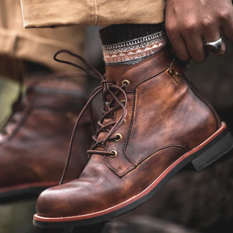 Men’s Leather Ankle Boots | Classic Lace-Up | Rugged Dress-Casual Style