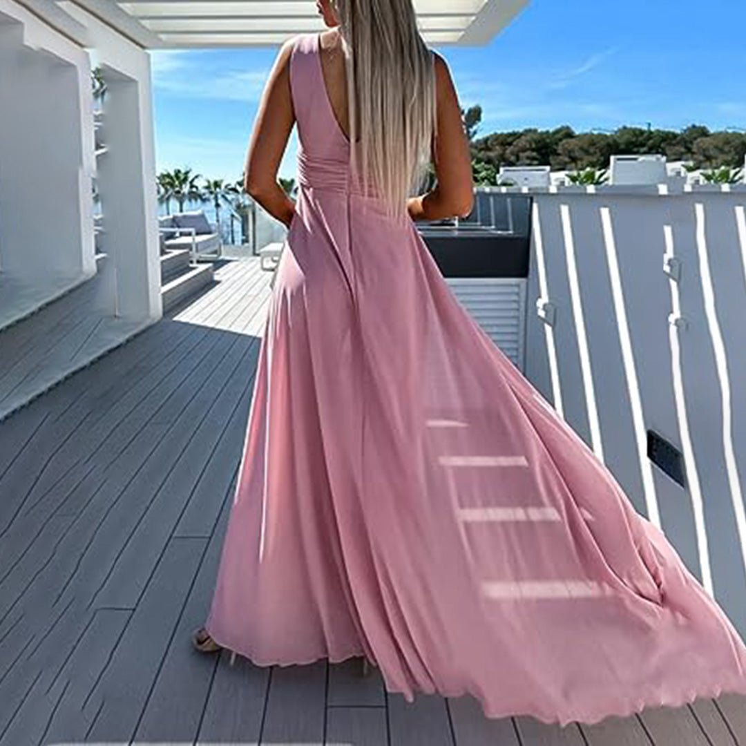 Sleeveless Wrap Maxi Dress | Flowing Silhouette | Lightweight Chiffon | Elegant Evening & Formal Wear