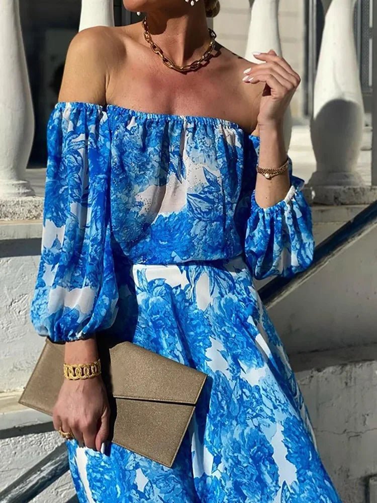 Off-Shoulder Maxi Dress | Bold Floral Print | Lightweight Chiffon | Summer Getaway Essential