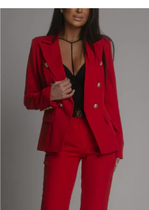 Women's Double-Breasted Blazer and Trousers Set | Tailored Two-Piece Suit | Elegant Workwear Canada