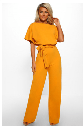 Wide-Leg Belted Jumpsuit | Boat Neck | Elegant Drape Fit