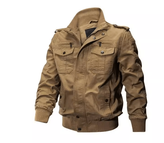 Men's Military-Style Bomber Jacket | Durable Cotton Blend | Casual Utility Design