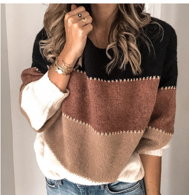 Colourblock Knit Sweater | Soft Acrylic Blend | Relaxed Fit