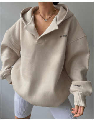 Oversized Pullover Hoodie | Open Collar | Minimal Streetwear Look