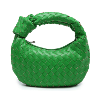 Woven Knot Handle Shoulder Bag | PU Leather | Zipper Closure