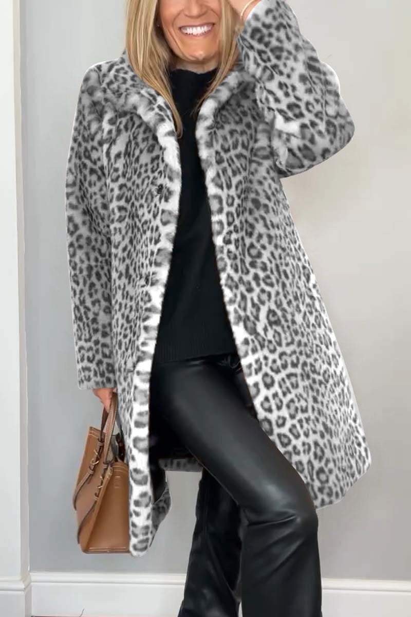Leopard Print Faux Fur Coat | Bold Statement | Relaxed Fit | Winter Chic