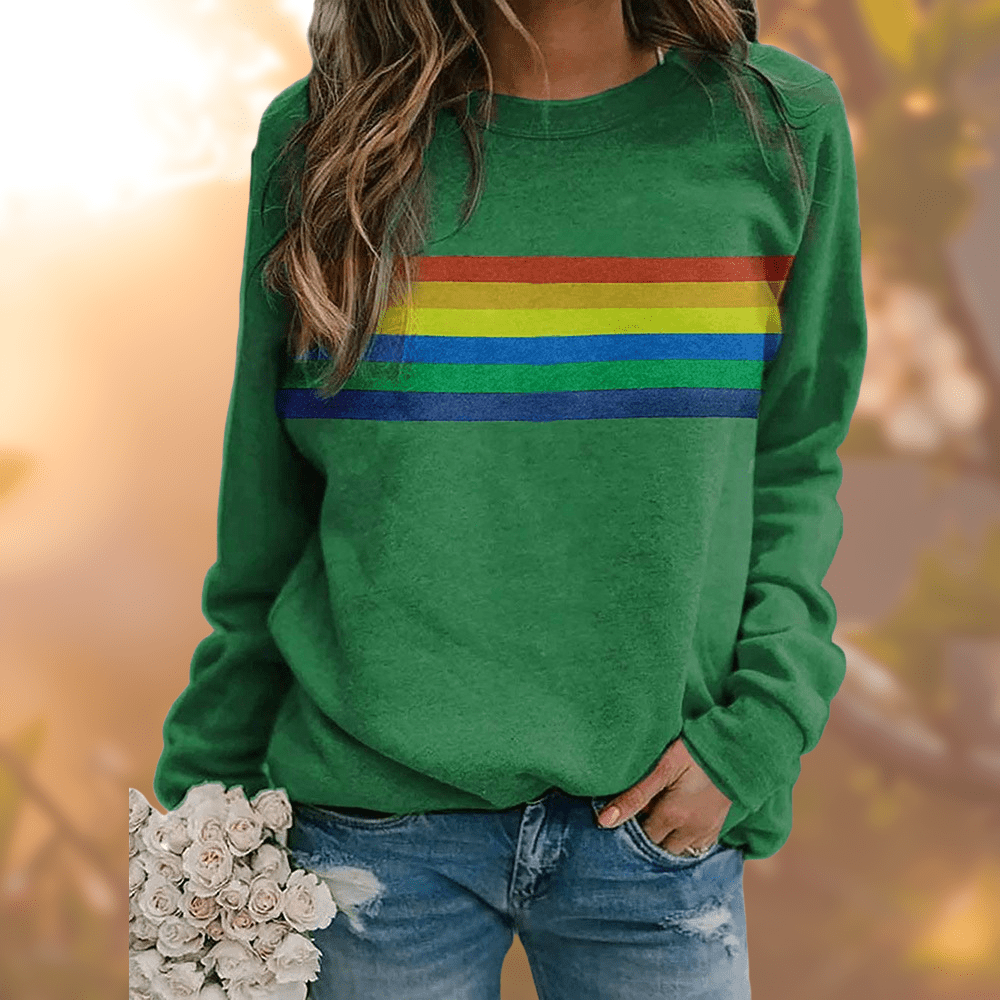 Retro Rainbow Stripe Sweatshirt | Relaxed Fit | Soft Cotton Blend
