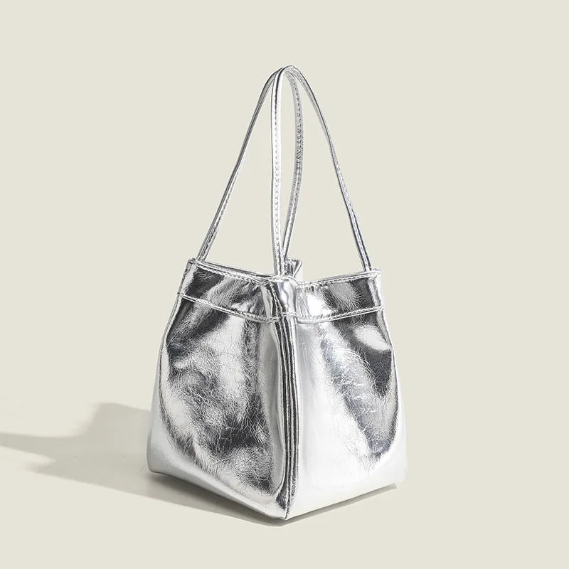 Shiny Soft Shoulder Bag | Metallic Finish | Minimalist Design