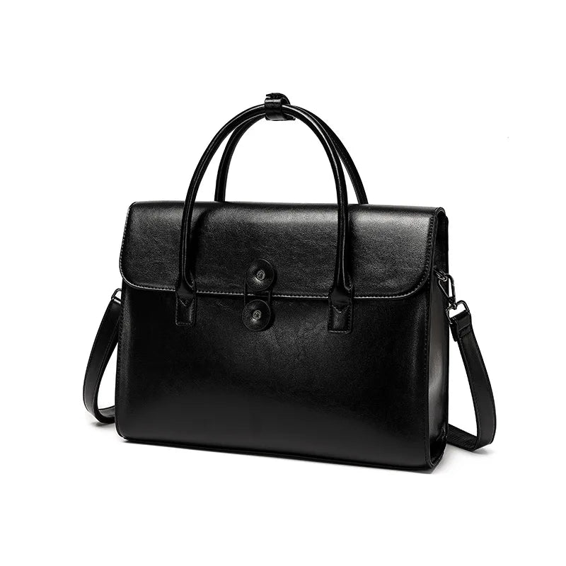 Work Tote Bag | Glossy Vegan Leather with Laptop Sleeve