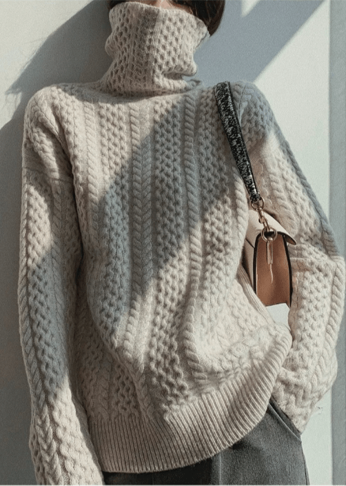 Chunky Cable Knit Turtleneck Sweater | Soft Textured Design | Relaxed Fit | Cozy Winter Essential