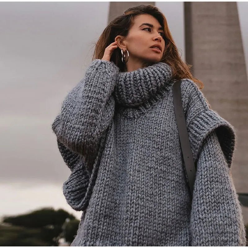 Oversized Knit Sweater Dress | Chunky Acrylic Knit | Versatile Winter Style