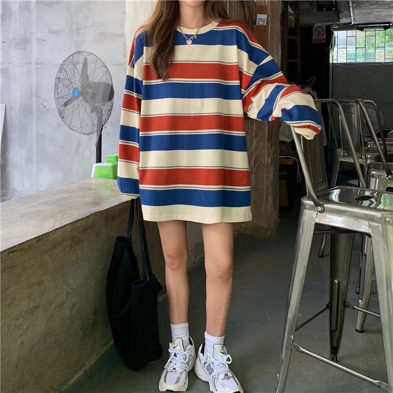 Striped Oversized Sweatshirt | Cotton Blend | Bold and Comfy