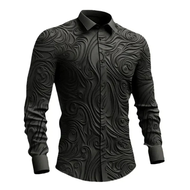 Men's Embossed Dress Shirt | Swirl Pattern | Slim Fit Formalwear