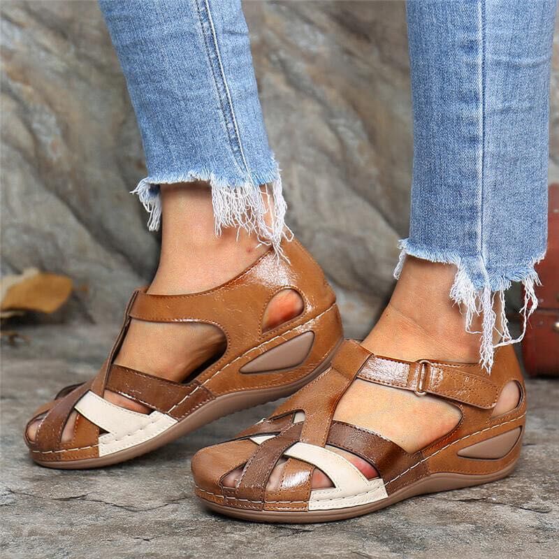 Comfort Wedge Sandals | Arch Support Design | Closed Heel with Cut-Out Straps