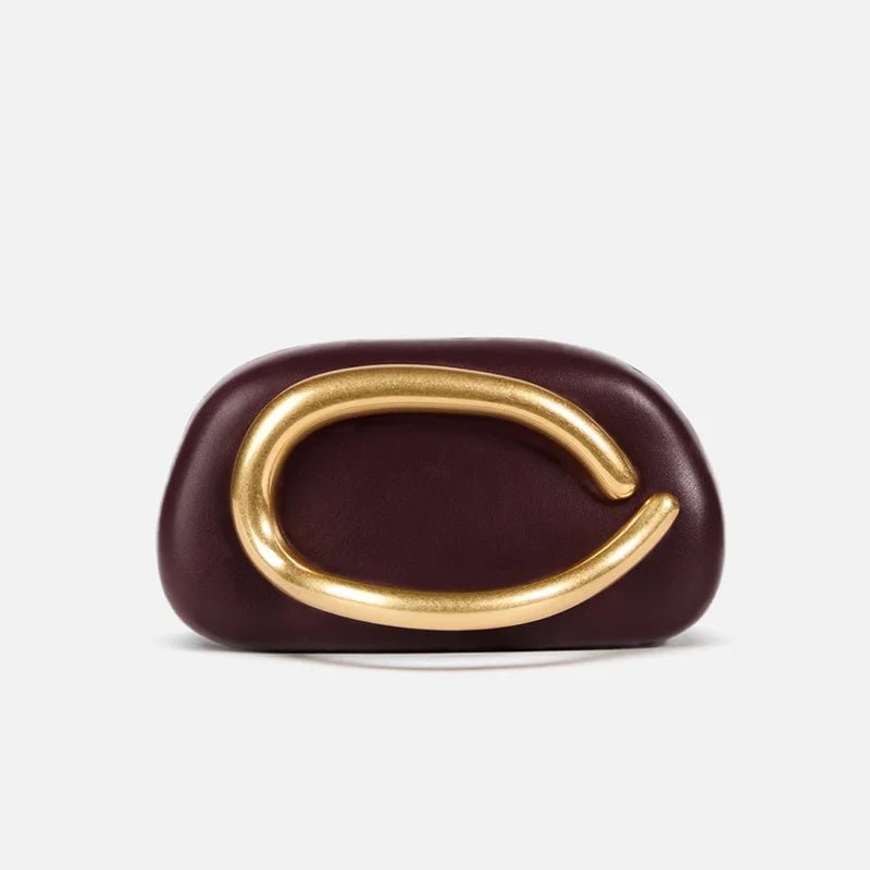 Glossy Vegan Leather Clutch | Statement Gold Hardware