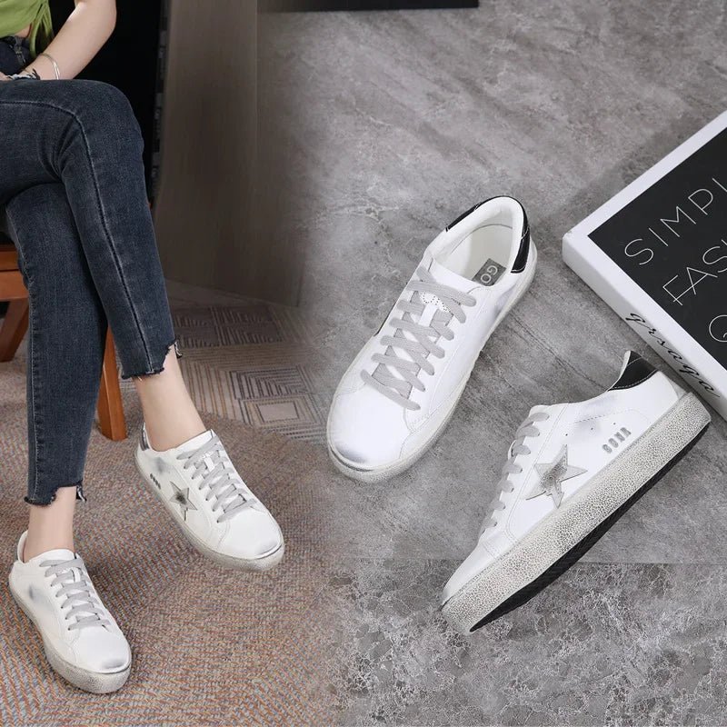 Minimalist Star Sneakers | Distressed Sole | Casual Everyday Style