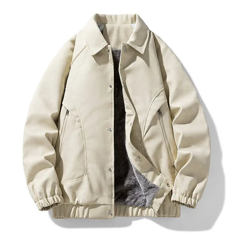 Men’s Faux Suede Bomber Jacket | Sherpa Lined | Snap & Zip Front
