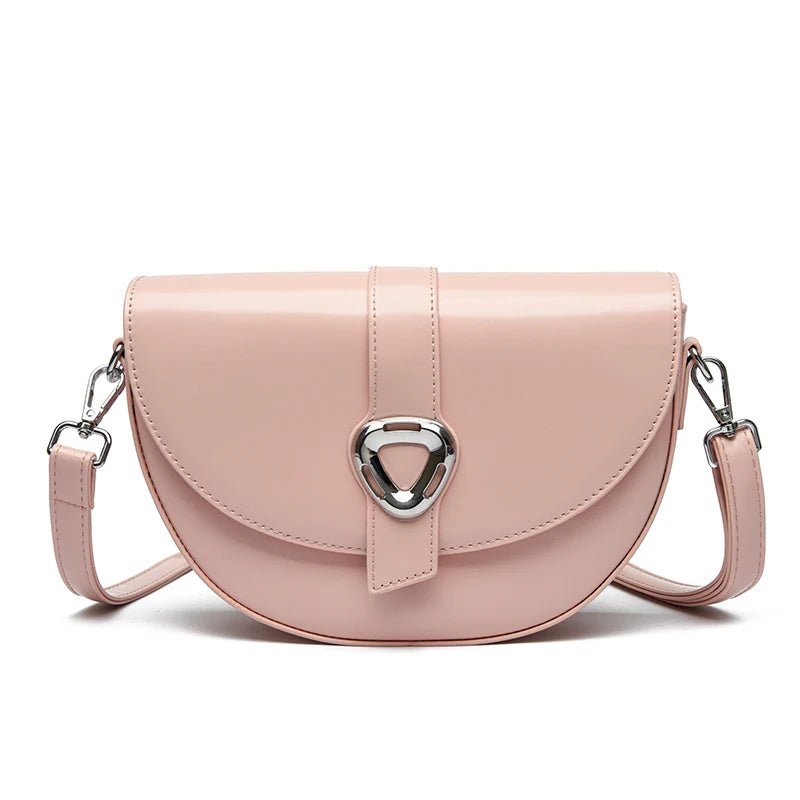 Half-Moon Shoulder Bag | PU Leather | Sleek Silver Buckle Detail