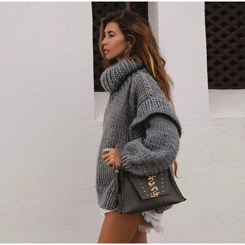 Oversized Knit Sweater Dress | Chunky Acrylic Knit | Versatile Winter Style