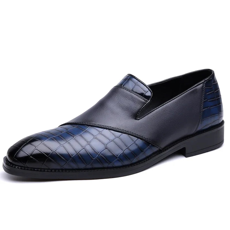 Embossed Leather Loafers | Slip-On Dress Shoes | Classic Formal Design