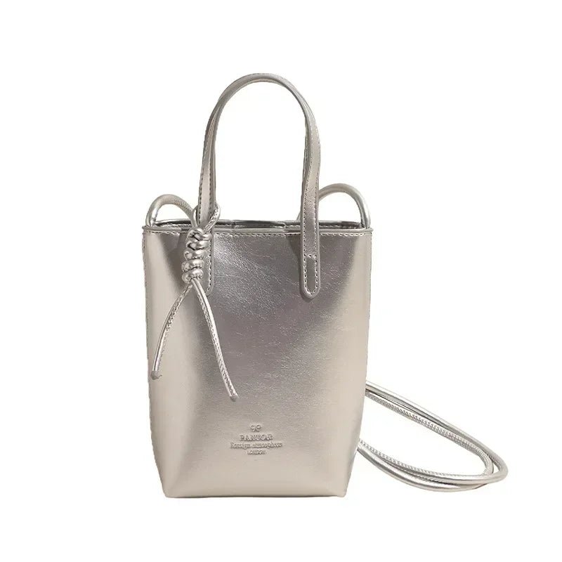 Mini Glossy Crossbody Tote | Patent PU Leather | Braided Strap Detail