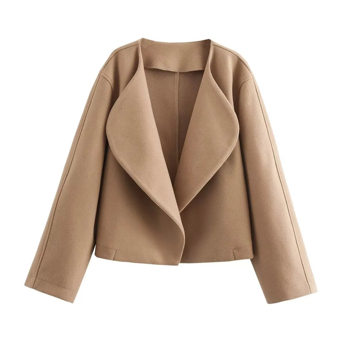 Cropped Wool-Blend Coat | Draped Front | Stylish and Sophisticated