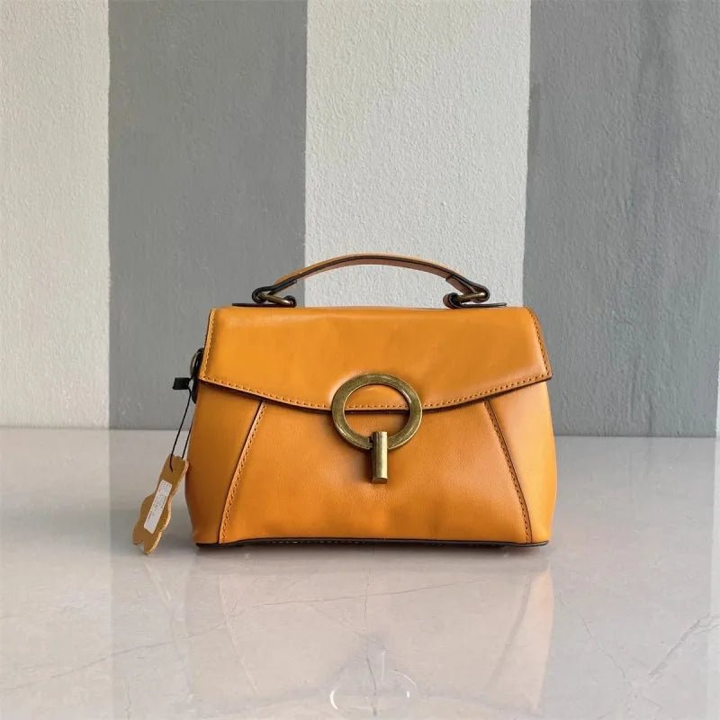 PU Leather Top Handle Bag | Ring Clasp Detail | Structured Everyday Satchel