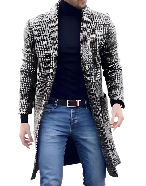 Men’s Longline Knit Jacket | Slim Fit Open-Front Coat | Lightweight Layering Piece